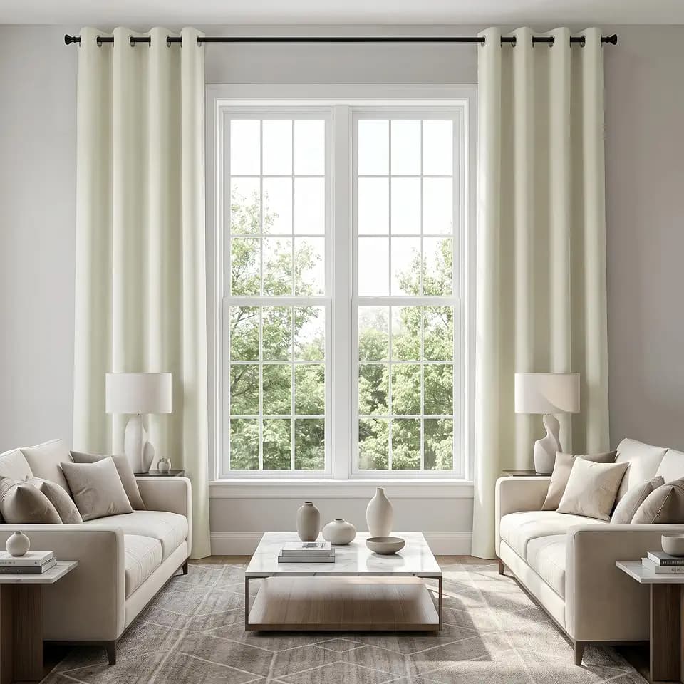 KOUFALL Floor to Ceiling Curtains 108 Inch Long 2 Panels Set for Living Room,60-70% Blackout Thermal Grommet Tall Curtains for Picture Window Sliding Glass Doors,52 Wide x 9FT Length,Cream Ivory
