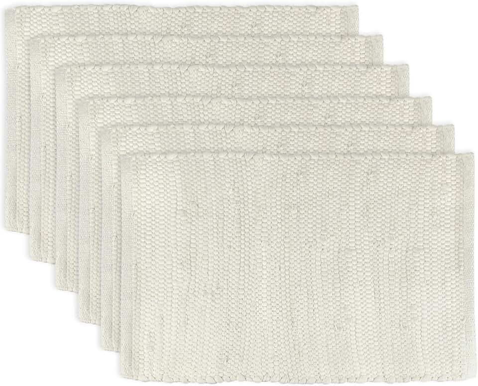 DII Handmade Chindi Tabletop, Placemat Set, 13x19, Natural, Set of 6