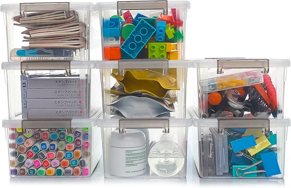 8Packs 3.2Qt Small Clear Storage Bins with Lids, Plastic
