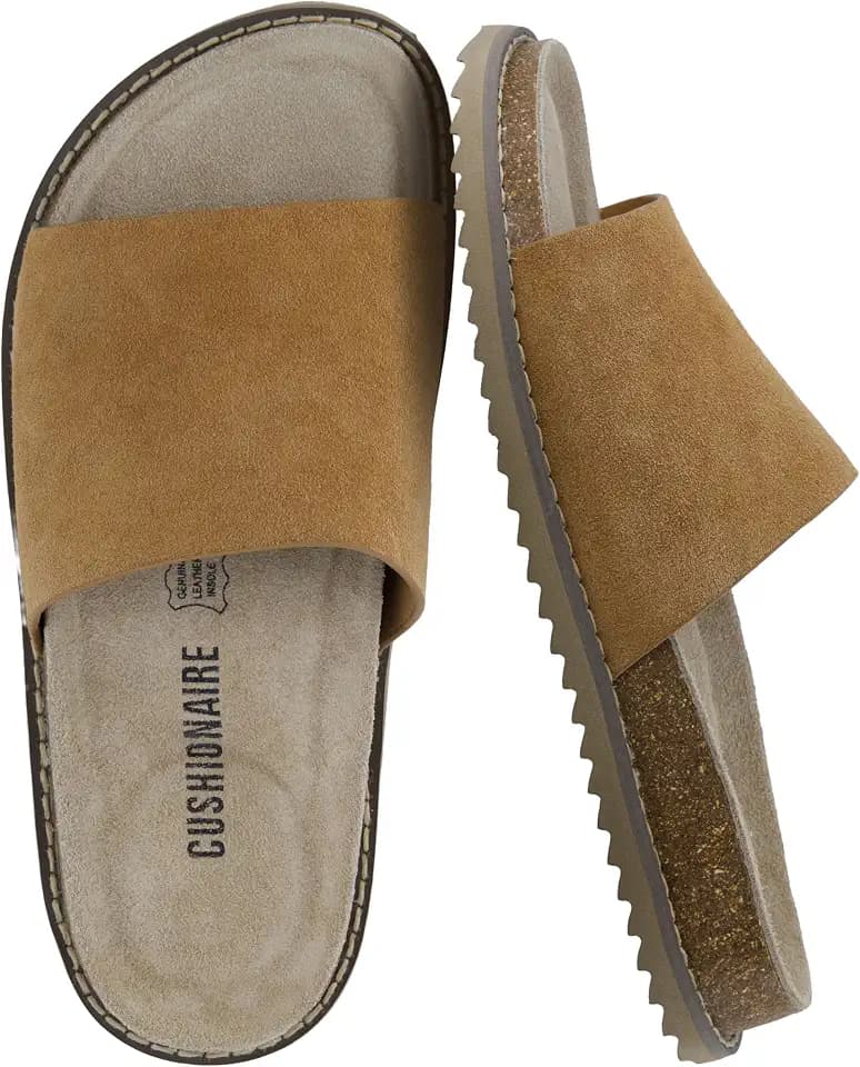 CUSHIONAIRE Women's Ritual Suede Arch Support Slide Sandals