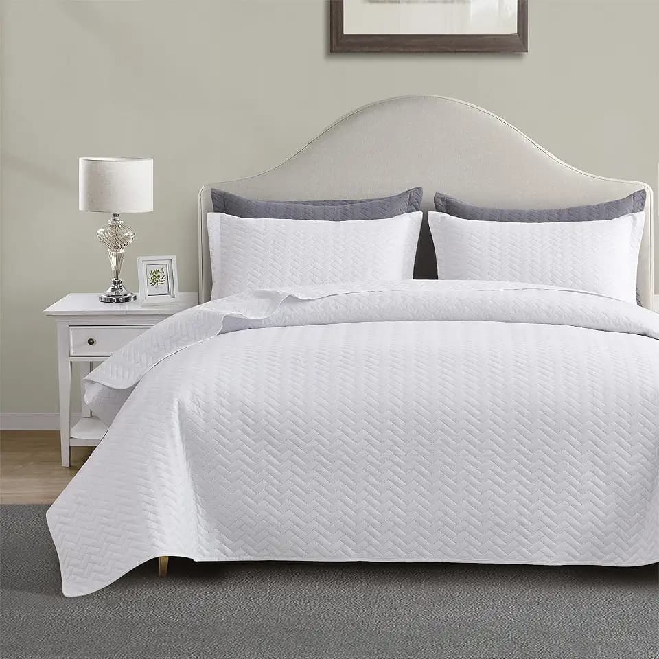 Maple&Stone Quilt Set Twin/Twin XL, Lightweight White Bedspread