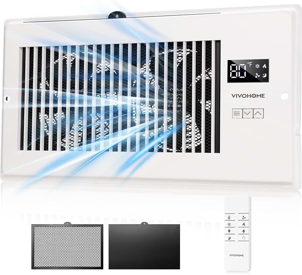 VIVOHOME Quiet Register Booster Fan with Opening 6" x 12", Smart Thermostat
