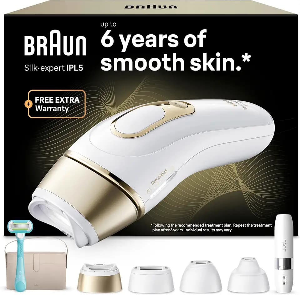 Braun IPL Geräte Haarentfernung Silk·expert Pro 5, PL5442, Weiß/Gold