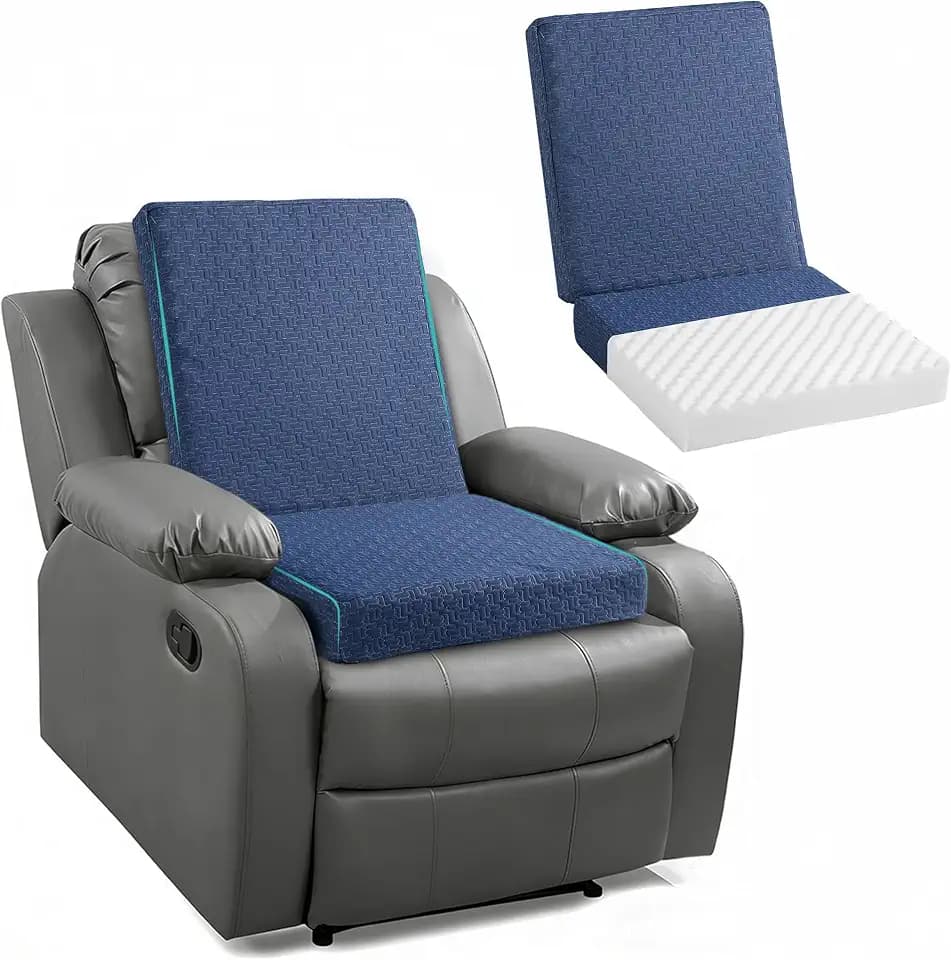 Ganondorf Extra Large Egg Crate Recliner Seat Cushion for Elderly Tufted Furry Booster Foam Cushion, Pressure Relief for Long Sitting Orthopedic Chair Cushion for Recliners Office Chairs, Navy