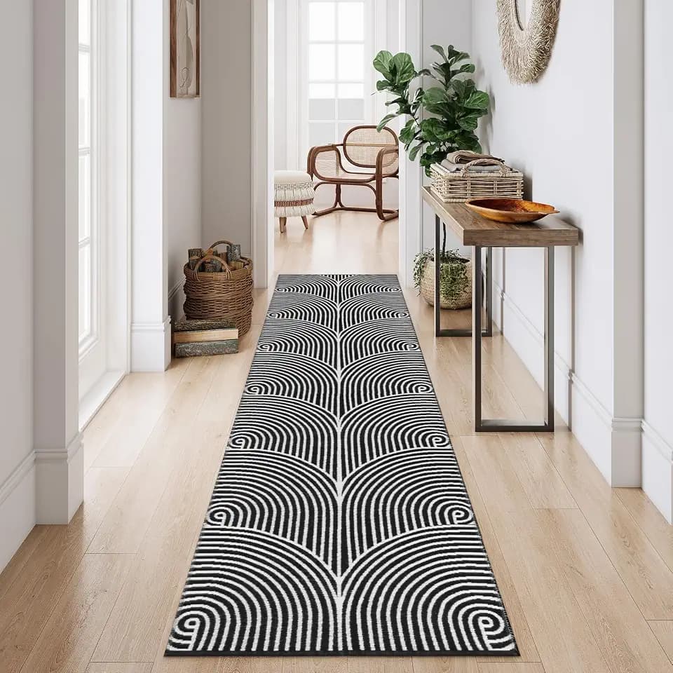 Tiffasea Long Hallway Runner Rug 2.6'x10' Black Kitchen Rug Washable Rugs