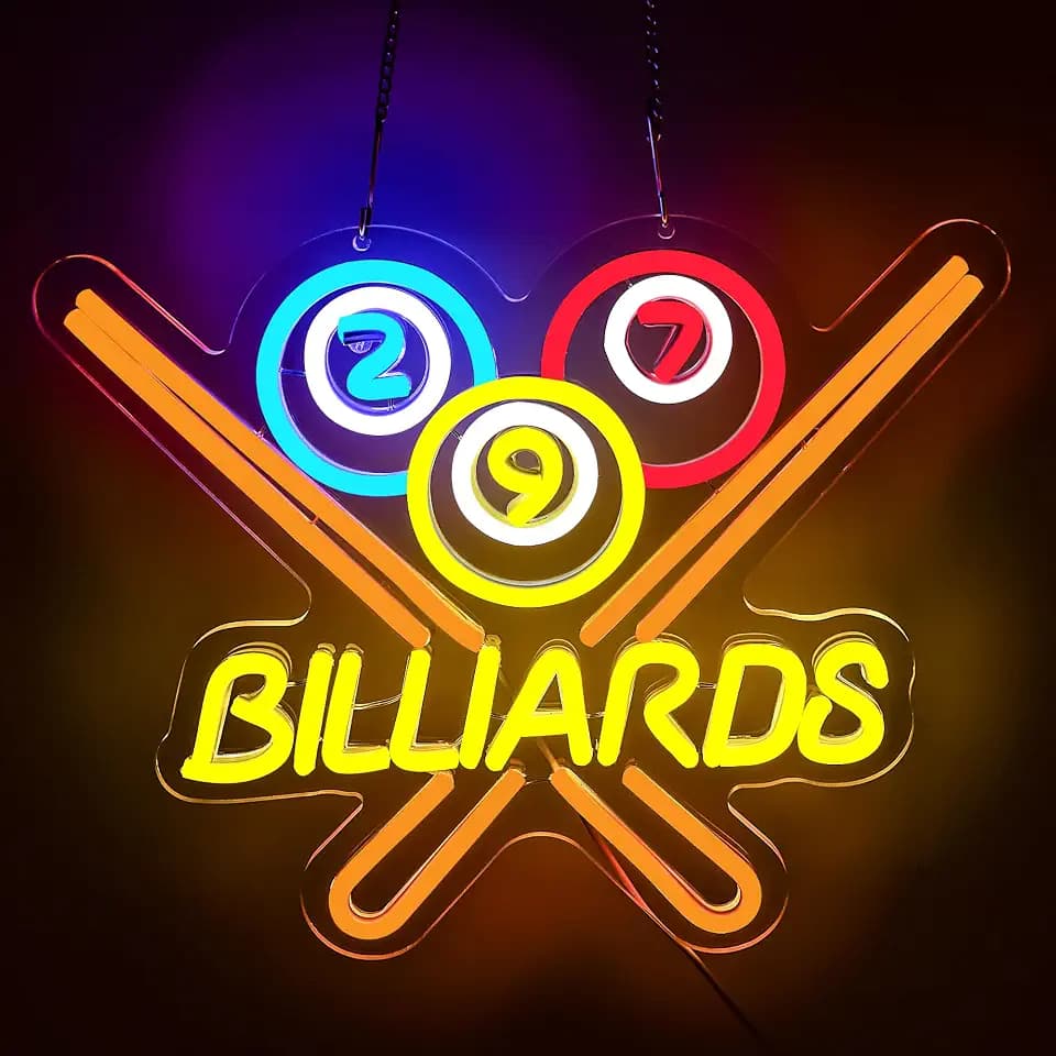 Billiards Neon Sign for Wall Decor Billiards LED Light for Man Cave