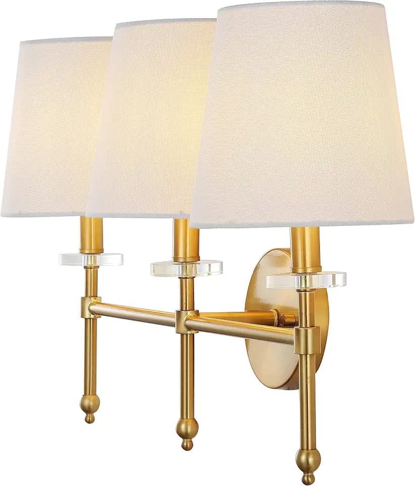 JONATHAN Y Olivia 3-Light Vanity Sconce Metal/Crystal, 23", Brass Gold
