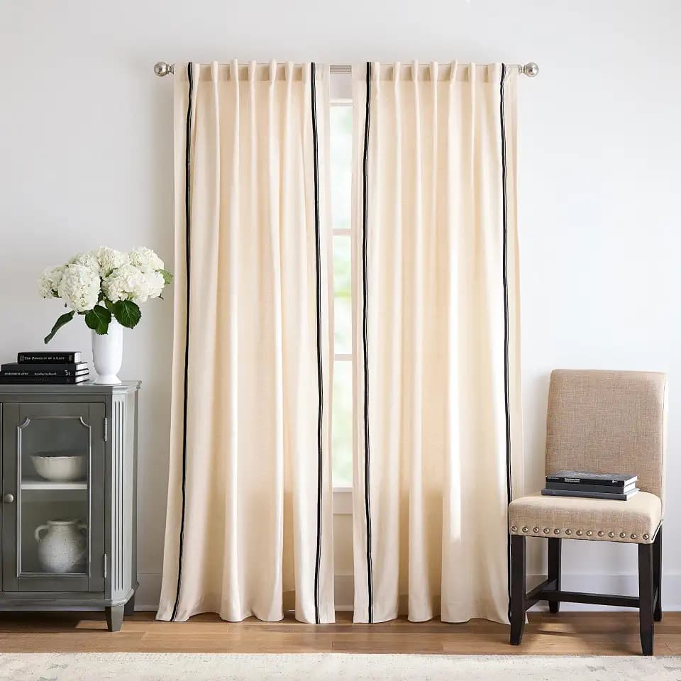 Martha Stewart Annika Light Filtering Curtains 50 x 95 Cream Linen 2 Panels