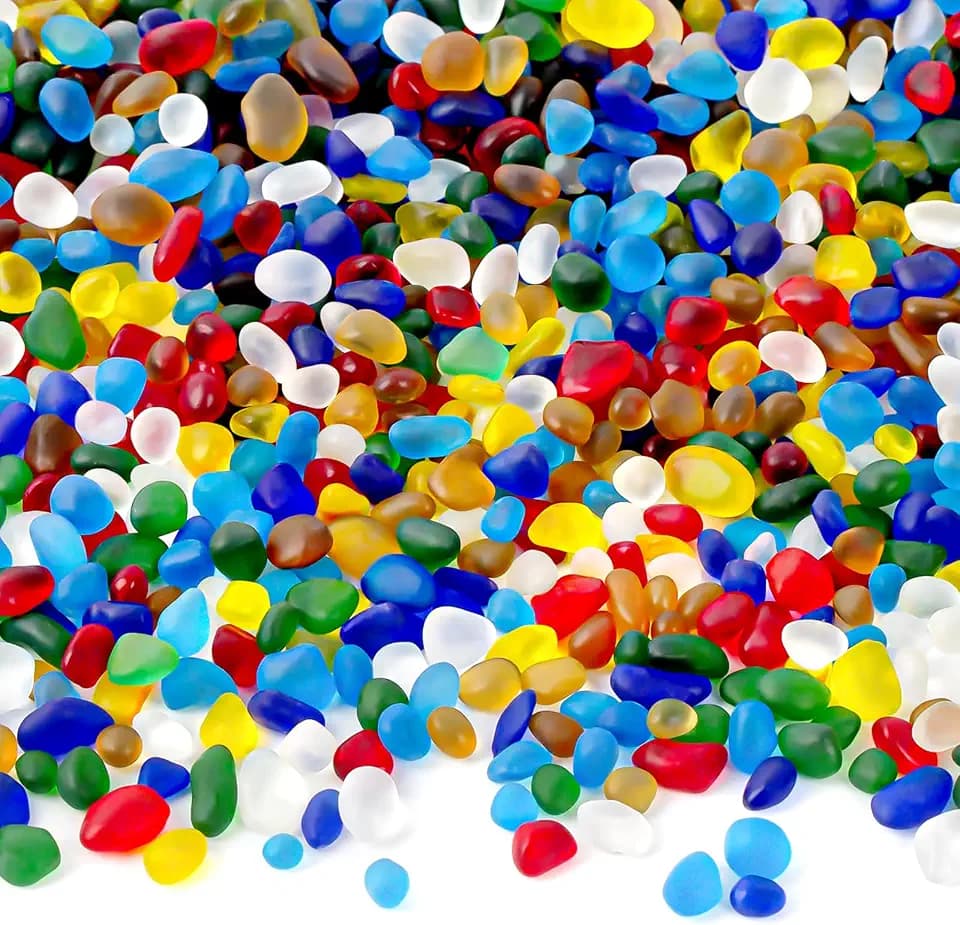 QEQEKAKA Sea Glass Stones for Crafts 1LB Colorful Pebbles Gemstones Bulk