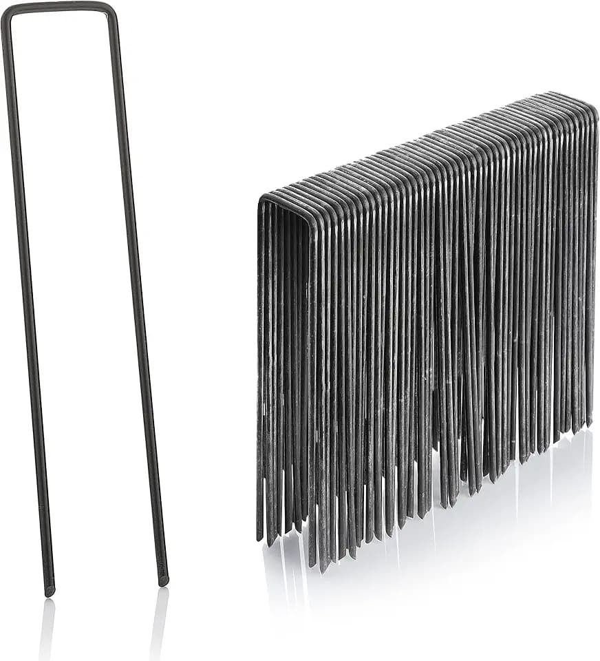 GardenMate 250 Erdanker 150mm lang, 25mm breit, Ø 2,9 mm, Befestigungsanker Bodenanker für den Garten aus unverzinktem Stahl, Erdnägel Heringe zur Befestigung von Unkrautvlies, Kunstrasen