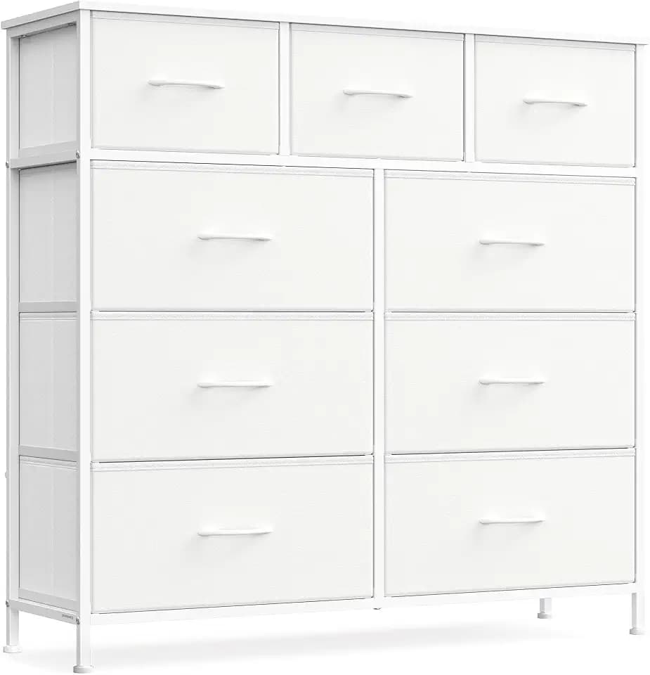 SONGMICS Dresser for Bedroom, Wide Dresser with 9 Fabric Drawers