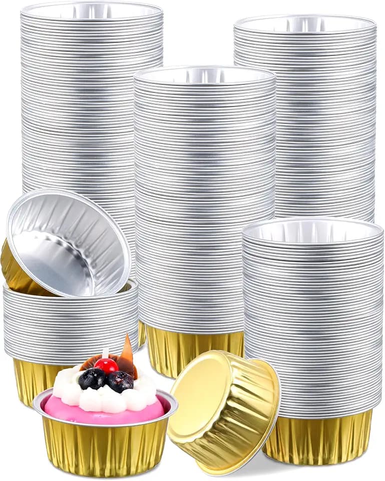 Patelai 300 Pcs Aluminum Foil Cups 4.2 oz Mini Creme Brulee Ramekins, Round