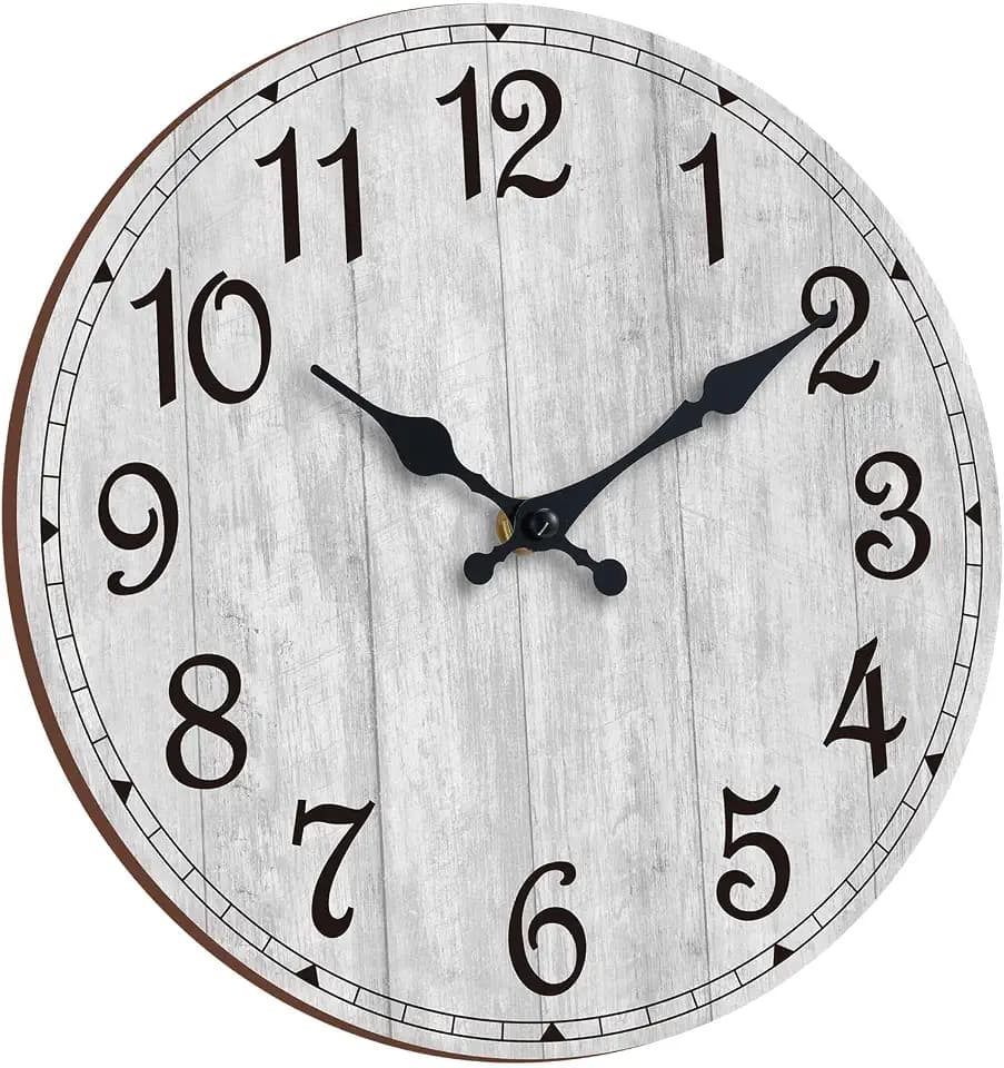 12 Inch Wall Clock, Silent Battery Operated Analog Clock, Grey