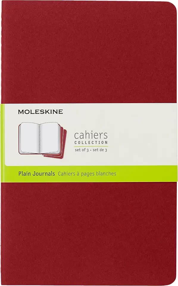 Moleskine Cahier Journal, Soft Cover, Large (5" x 8.25") Ruled/Lined, Black, 80 Pages (Set of 3)