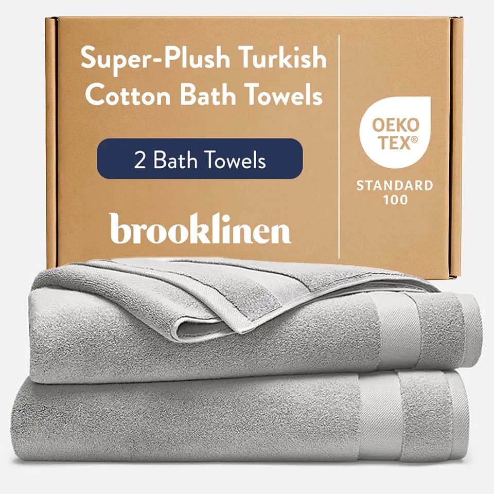 Brooklinen 100% Turkish Cotton Bath Towels Spa-Quality Cotton - Set of 2, White
