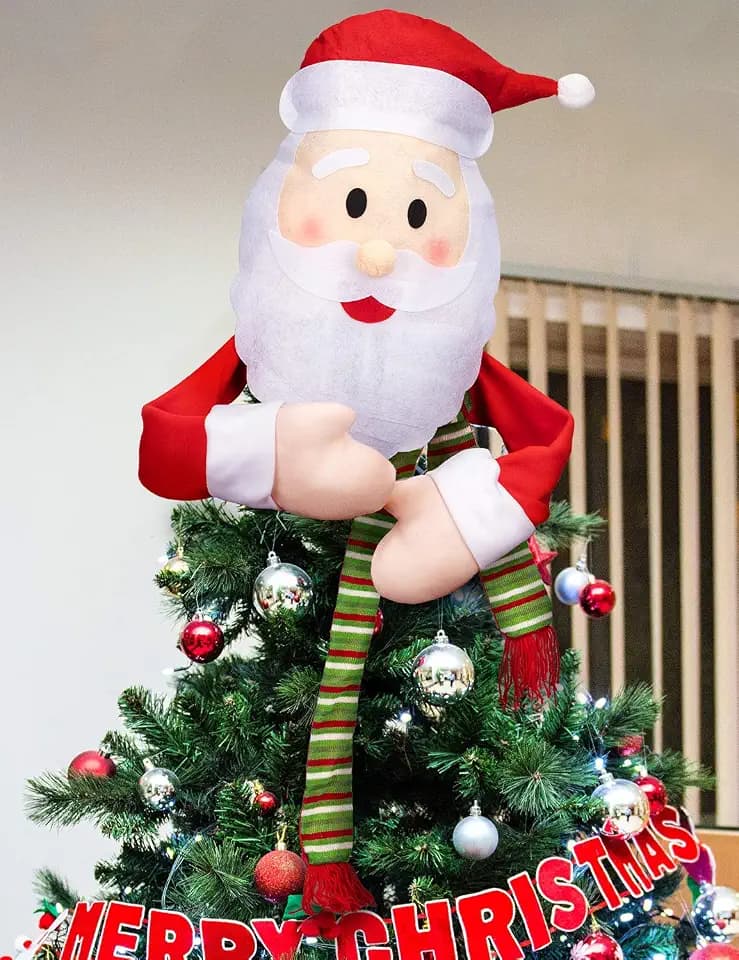 Moon Boat Christmas Tree Topper Santa Hugger - Xmas/Holiday/Winter Wonderland Party Decorations Ornaments Supplies