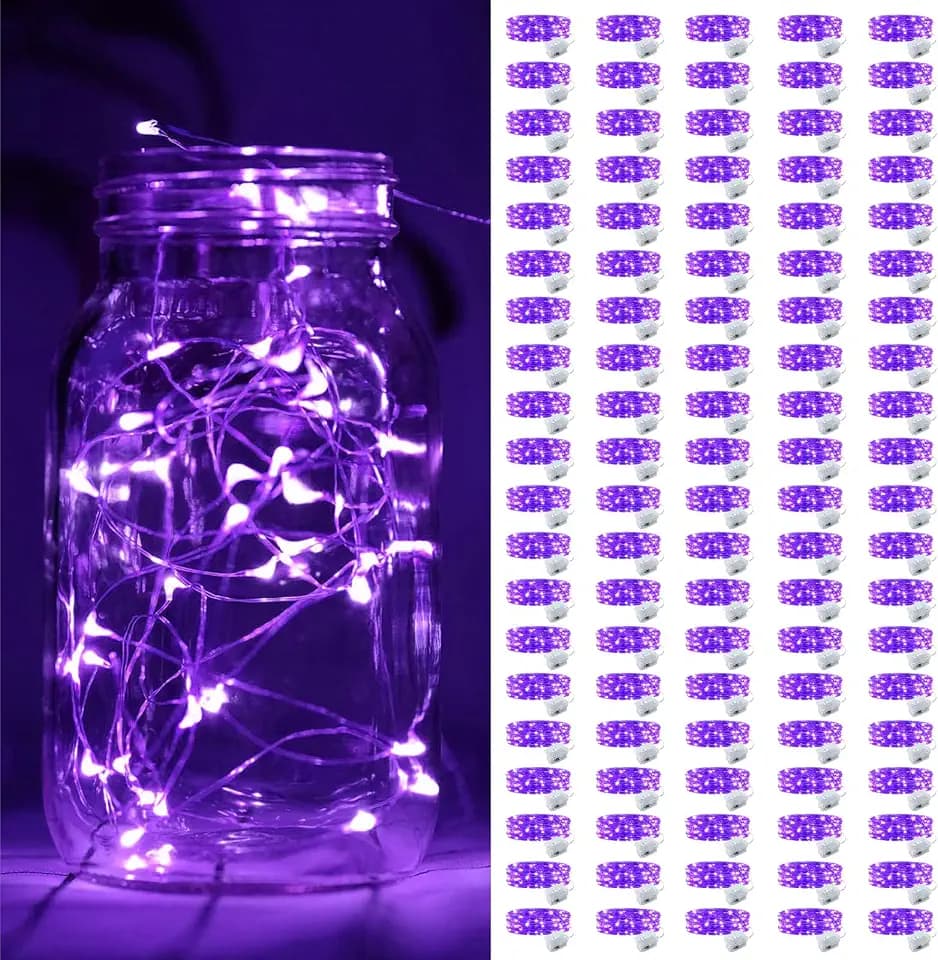 ZGWJ 100 Pack Purple Fairy Lights, Mini String Lights