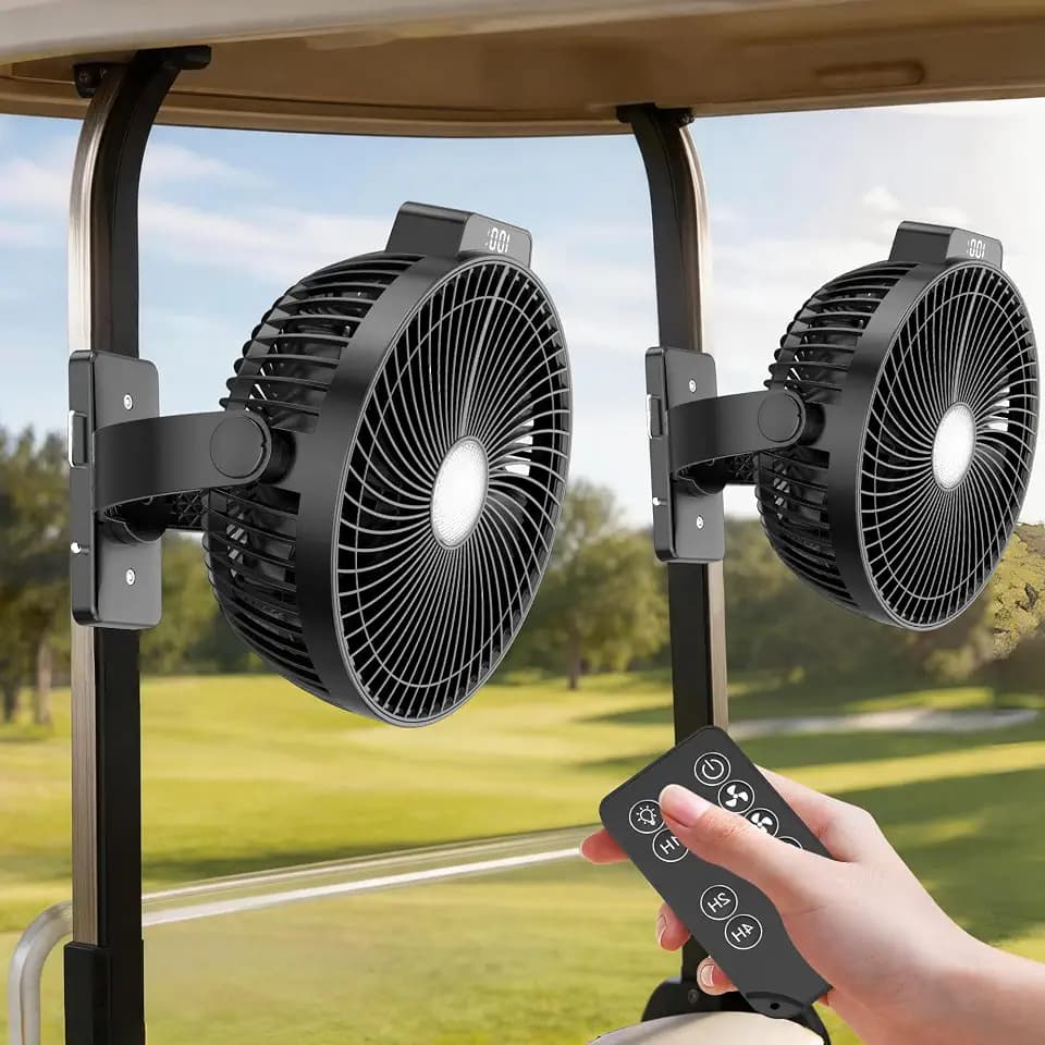 8-inch Magnetic Golf Cart Fan with Heavy-Duty Strap, 12000mAH Battery Operated Fan with Dual-Magnet, Bright Lighting, Compatible with EZGO Club Car Yamaha, Golf Cart Accessories, Golf Gift 2026