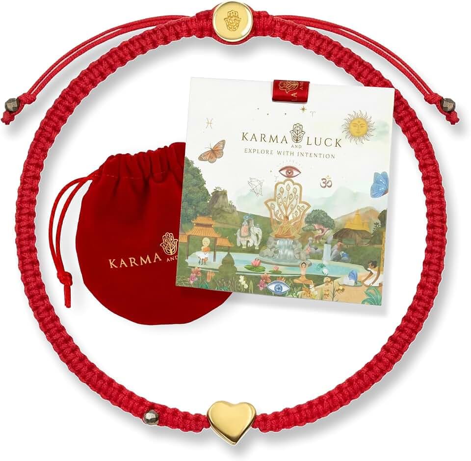 KARMA AND LUCK Adjustable Red String Bracelet for Women