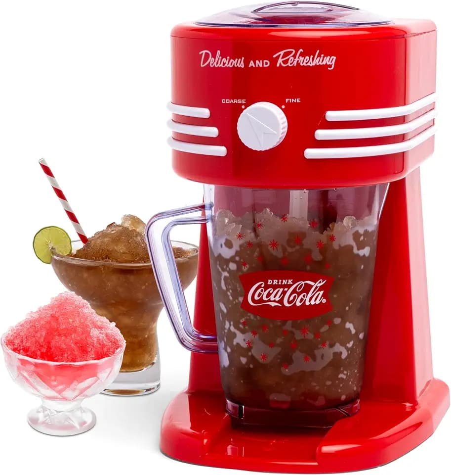 Nostalgia Coca-Cola Frozen Drink Maker and Margarita Machine for Home - 40-Ounce Slushy Maker with Stainless Steel Flow Spout - Easy to Clean and Double Insulated - Red
