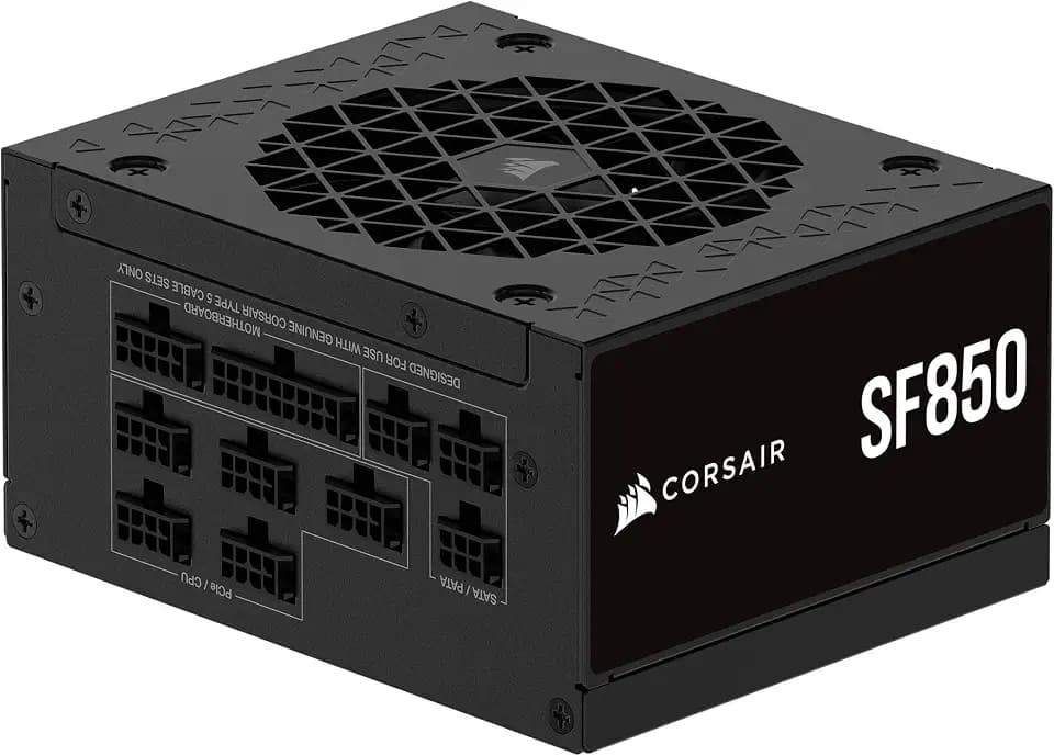 CORSAIR SF850 (2024) Vollständig Modulares Geräuscharmes 80 PLUS Platinum ATX-Netzteil – ATX 3.1-Kompatibel – PCIe 5.1-Fähig – SFX-to-ATX-Halterung im Lieferumfang Enthalten – Schwarz