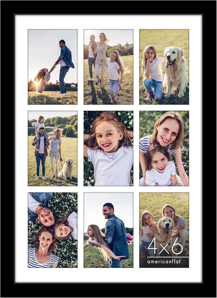 Americanflat 4x6 Collage Picture Frame - Fits 9 - Engineered Wood - Black