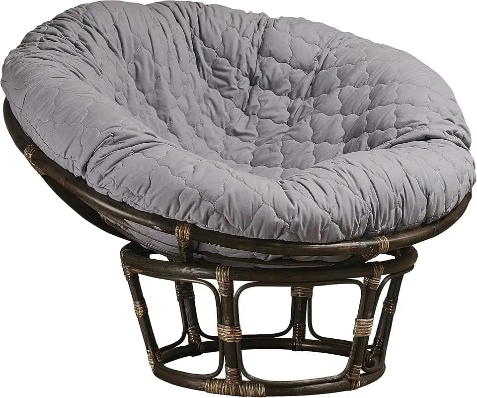 Papasan Cushion Cover - Quilted Shape, Soft Microfiber Fabric, Zippered Papasan Cushion Cover Only (Gray, 50 Inch x 50 Inch)