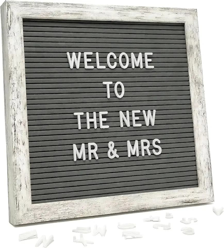 Rustic Gray Felt Letter Board 10x10 with Stand, Wall Mount, 336 Letters
