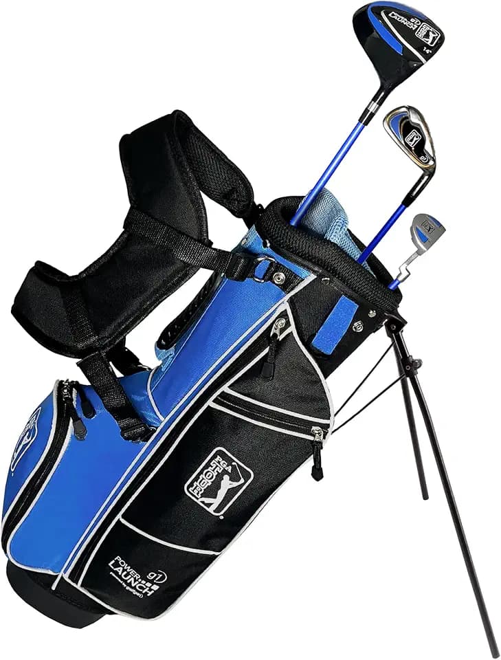 PGA Tour Youth Golf Club Set for Ages 8-12 & 12+ (4’8”–5’10”), Right and Left-Handed Kids Golf Sets – Beginner Junior Golf Clubs with Lightweight Stand Bag, Mallet Putter, Hybrid, Driver