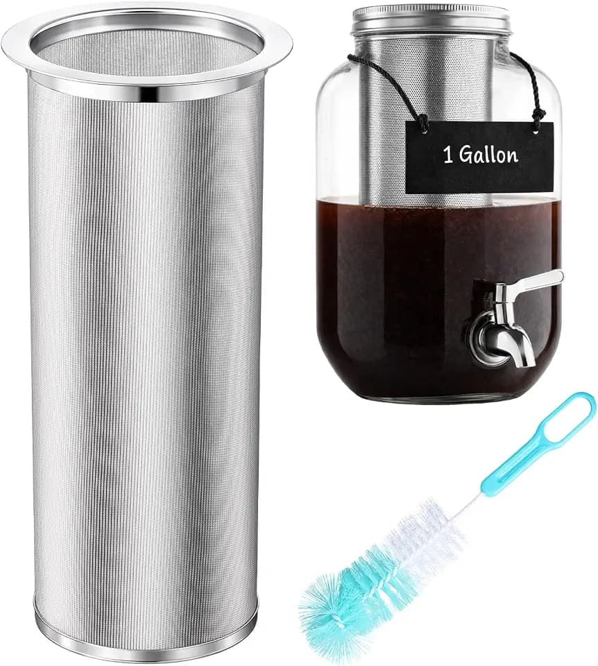 Cold Brew Coffee Filter with Brush for 1 Gallon/128 oz Mason Jars