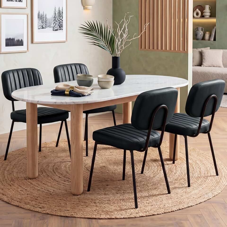OLIXIS Dining Chairs Set of 4, Upholstered Kitchen Chairs, Black