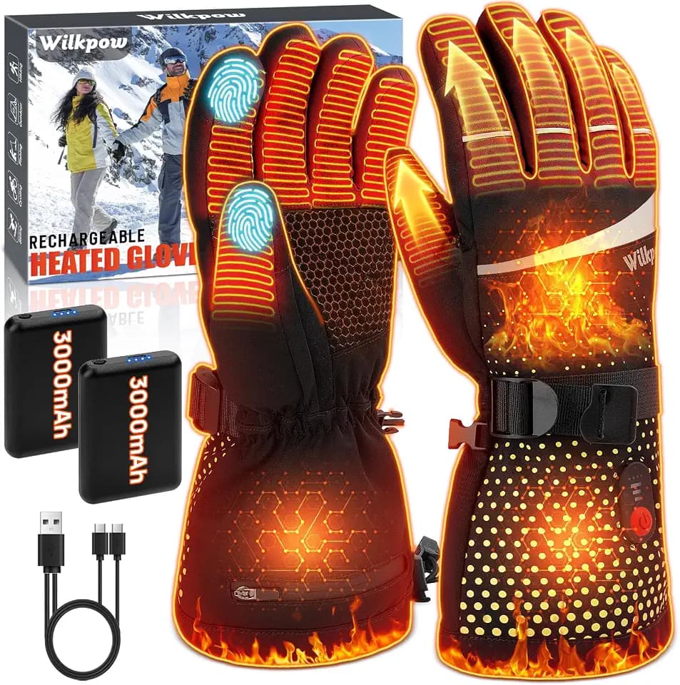 Heated Gloves for Men Women, Waterproof Electric Ski Gloves for Arthritis Relief, 7.4V Rechargeable Hand Warmer with Touchscreen for Winter Outdoor Work Skiing Hunting Motorcycling, Ideal Xmas Gifts