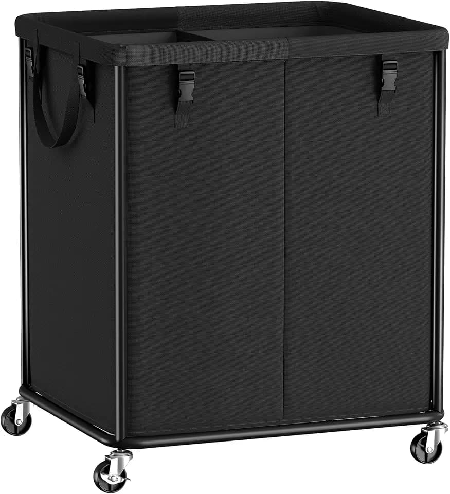 SONGMICS Laundry Basket with Wheels, Removable Liner Bag, 55 Gallon (210 L)