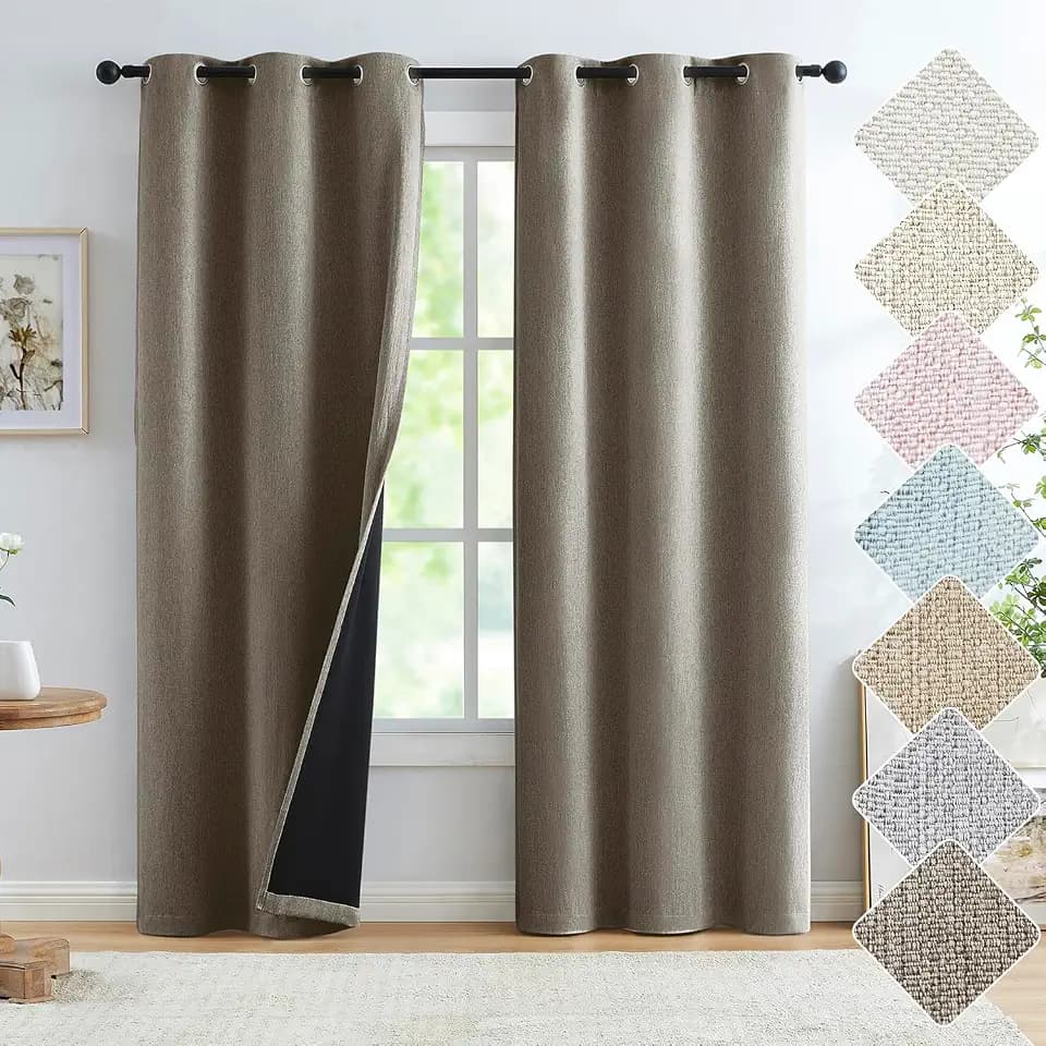 Brown Full Blackout Curtains for Living Room Bedroom 40x95" Grommet Top 2pc