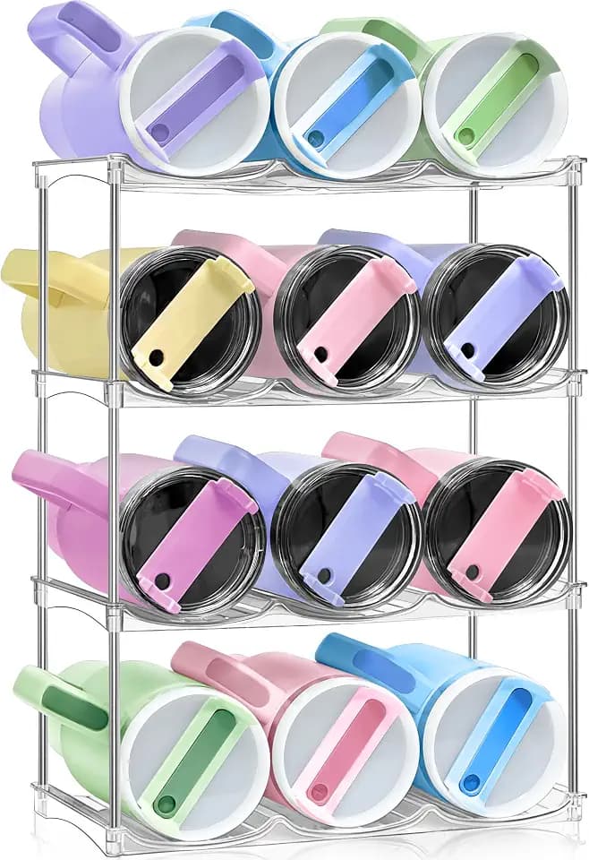 Spaclear Water Bottle Organizer, Large Compartment Tumbler Organizer 4 Pack