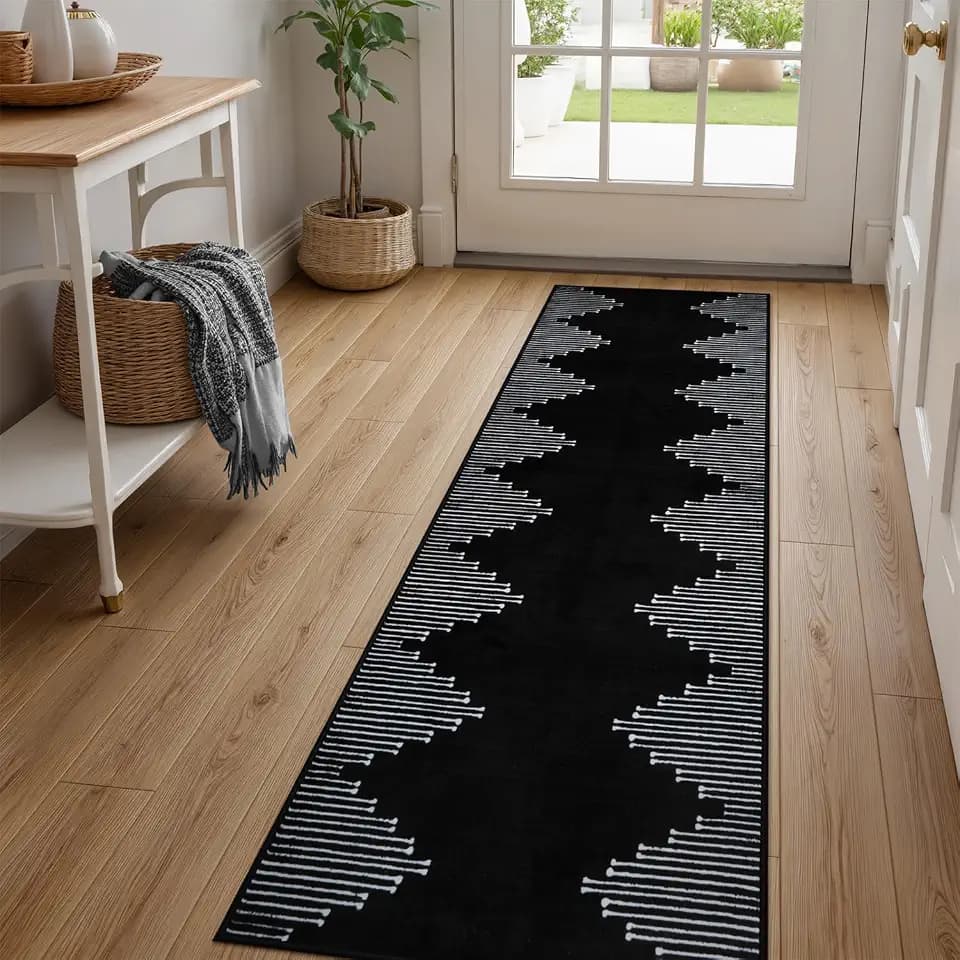 Seavish Black Boho Washable 2x6 Runner Rugs for Hallway Entryway Rug Indoor