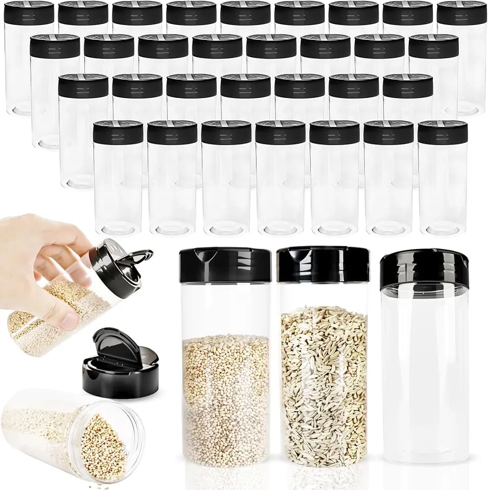 36 Pcak 8.7 oz Plastic Spice Jars with Shaker Lids Clear Spice Bottles Empty Seasoning Containers for Kitchen Storage Seasoning Powders