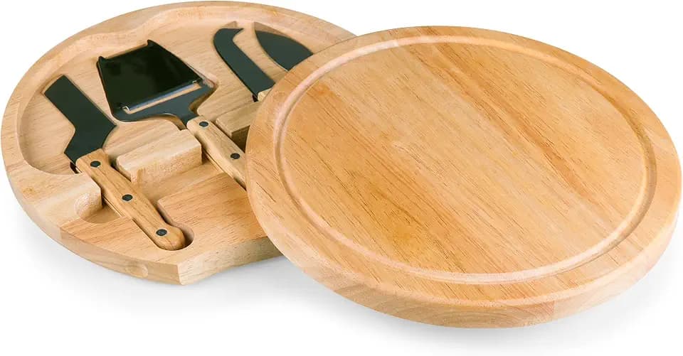 TOSCANA - a Picnic Time brand Circo Cheese Board and Knife Set - Charcuterie Board Set - Wood Cutting Board, (Parawood)