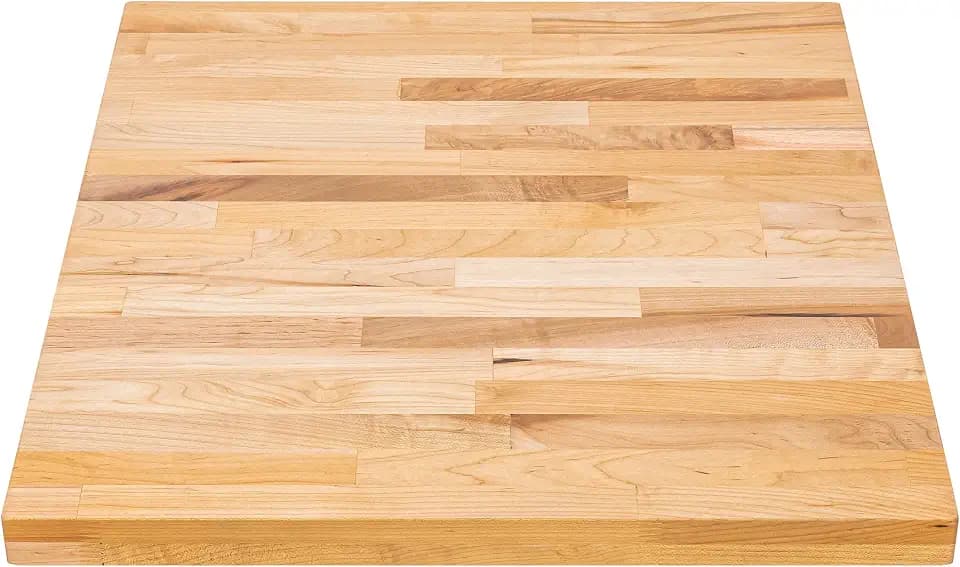 DuraSteel Solid Wood Table Top - 30 x 24 Butcher Block Countertop - Natural Maple Slab Wood Cutting Board for Kitchen Workbench Desk Top, Large Charcuterie Boards Counter Round Chopping Wooden Bamboo