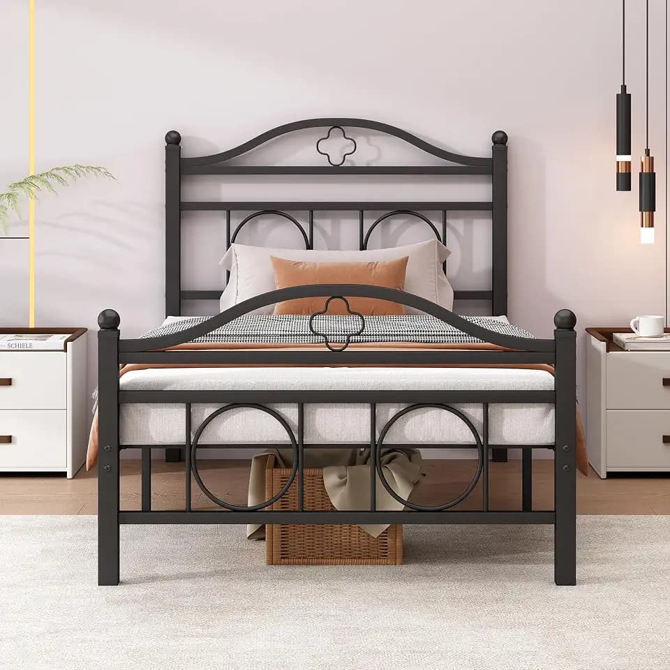 Metal Bed Frame Twin Size Bed Frame with Storage Space