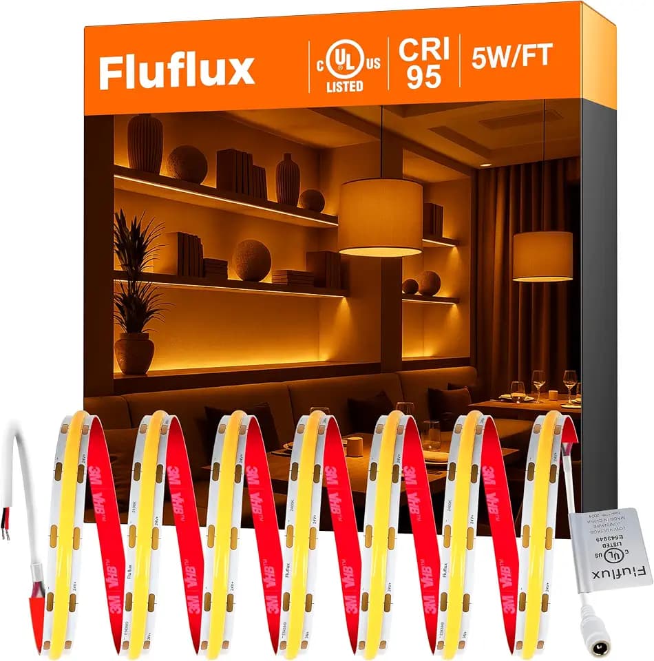 24V COB LED Strip Light, UL Listed, 32.8ft, 2400K, 5W/ft, CRI 95+