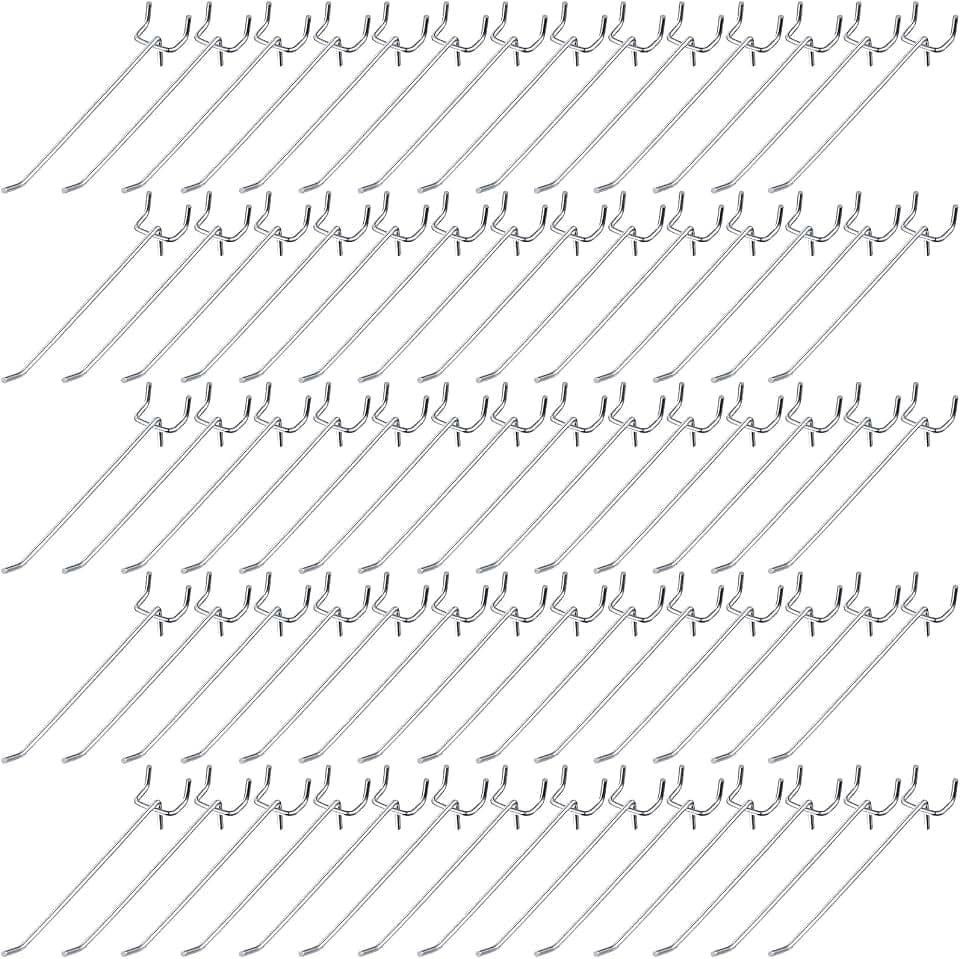Shimeyao 100 Pcs Peg Board Hooks Stainless Steel Pegs,6 Inch,Silver