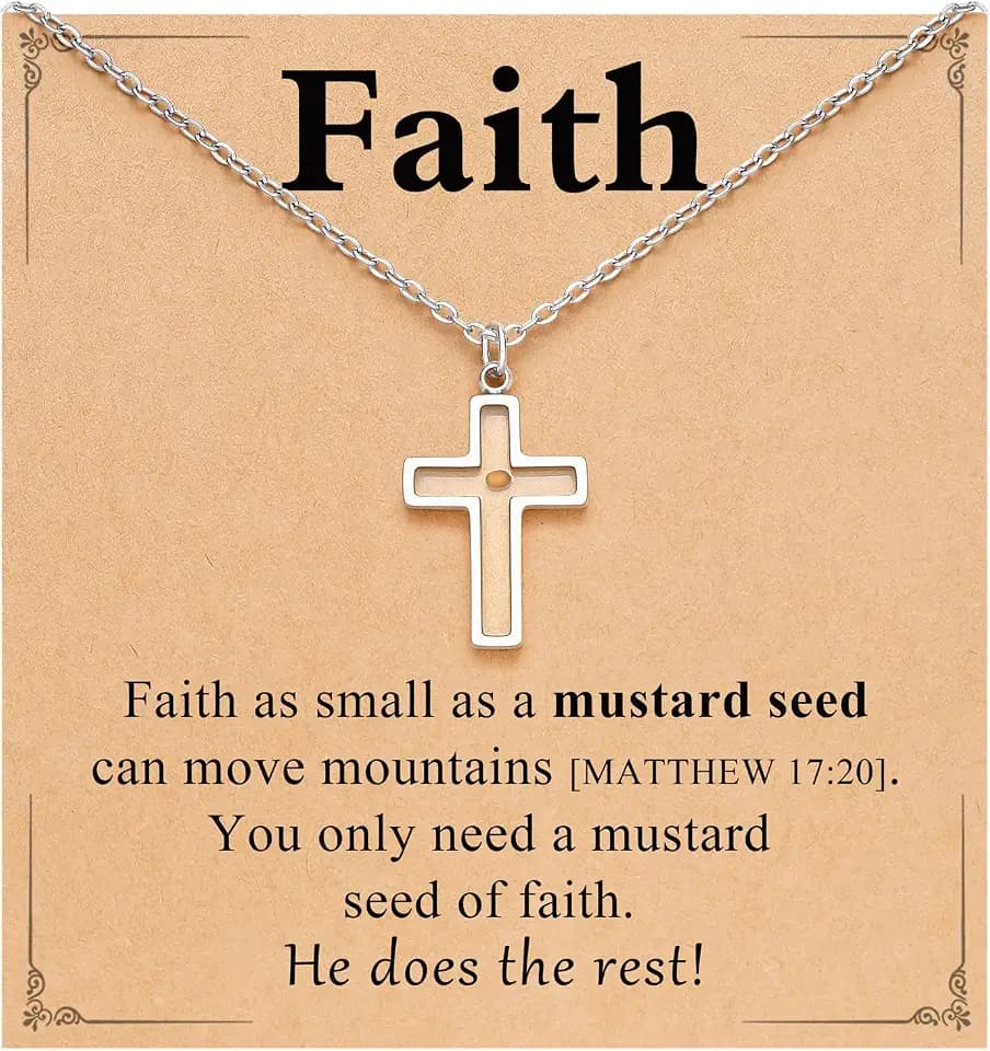 Eryuor Mustard Seed Faith Necklace, Christian Gifts for Teens Girls Women