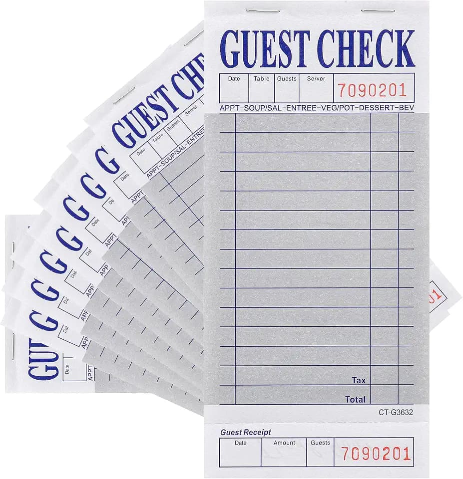 Guest Check Pads (10 Pack) Server Note Pads - 500 Total Guest Checks - 1 Part Gray Paper Guest Check Pads with Guest Receipt - Check Pads for Servers, Hotels, Lounges, Cafes, Restaurants Orders(Gray)