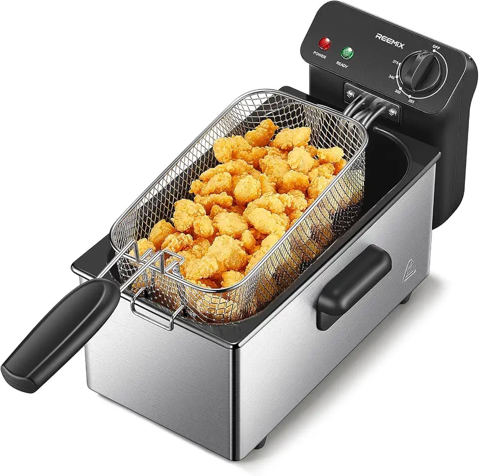 Reemix 3L Electric Deep Fryer 1500W, Small Countertop Fried Chicken Maker