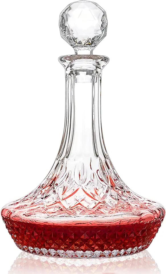KANARS Wine Decanter Carafe Crystal Liquor Wine Pitcher with Stopper
