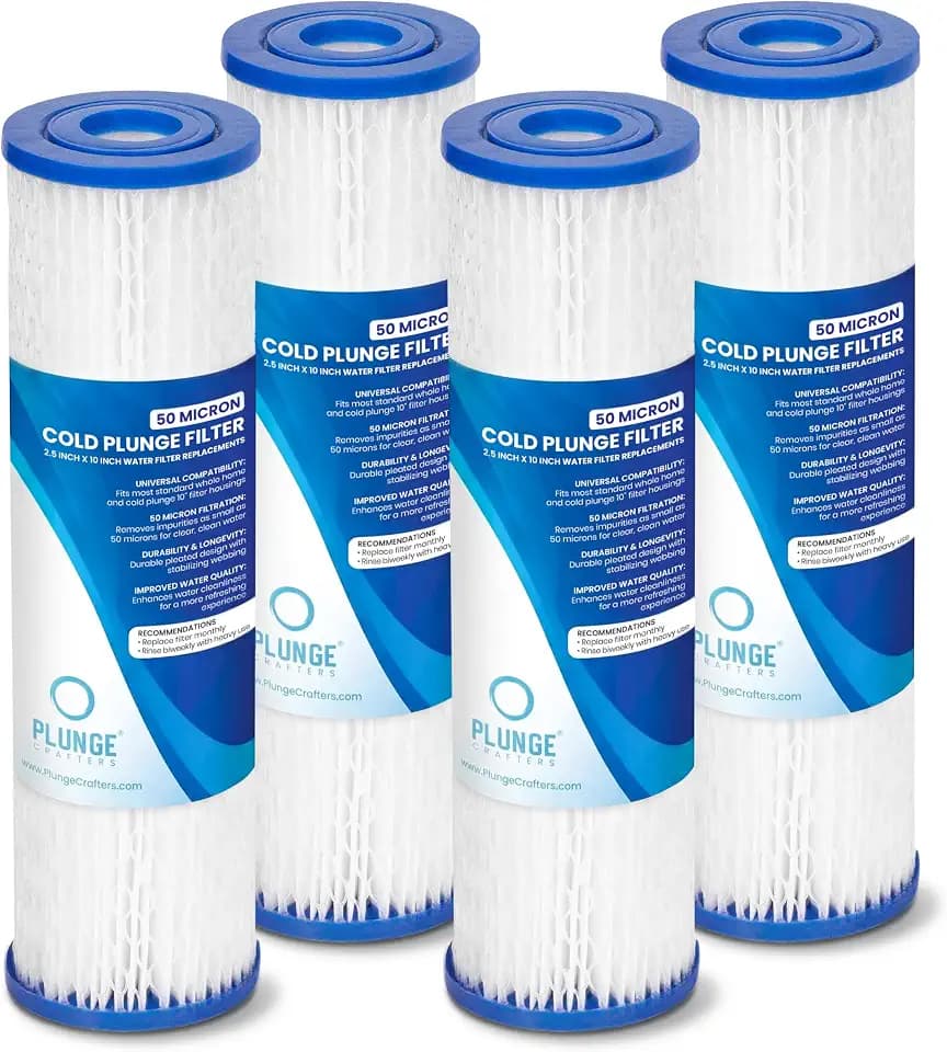 50 Micron Sediment Filter Cartridges for Cold Plunge Bath, 10x2.5" 4 Pack