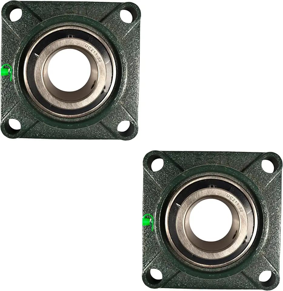 HQRP 2-Pack UCF211-32 Pillow Block Bearing 2-inch Bore, 4-Bolt Flange Mounted, Solid Base, Self-Alignment, Square