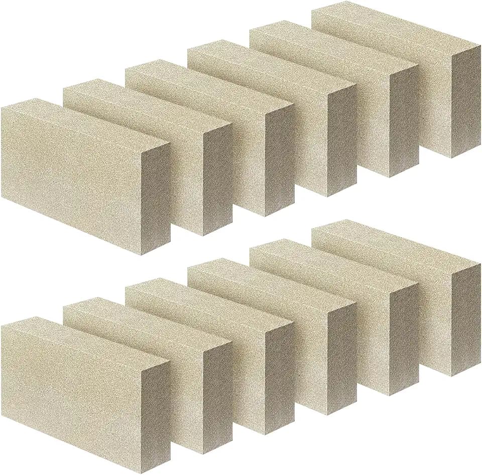 Fire Bricks, Size 9″ x 4-1/2″ x 2-1/2″, 12-Pack, Light Weight Insulating Fire Bricks, 2.5 Inch Thick Firebricks Replacement for Wood Stoves, Fireplaces