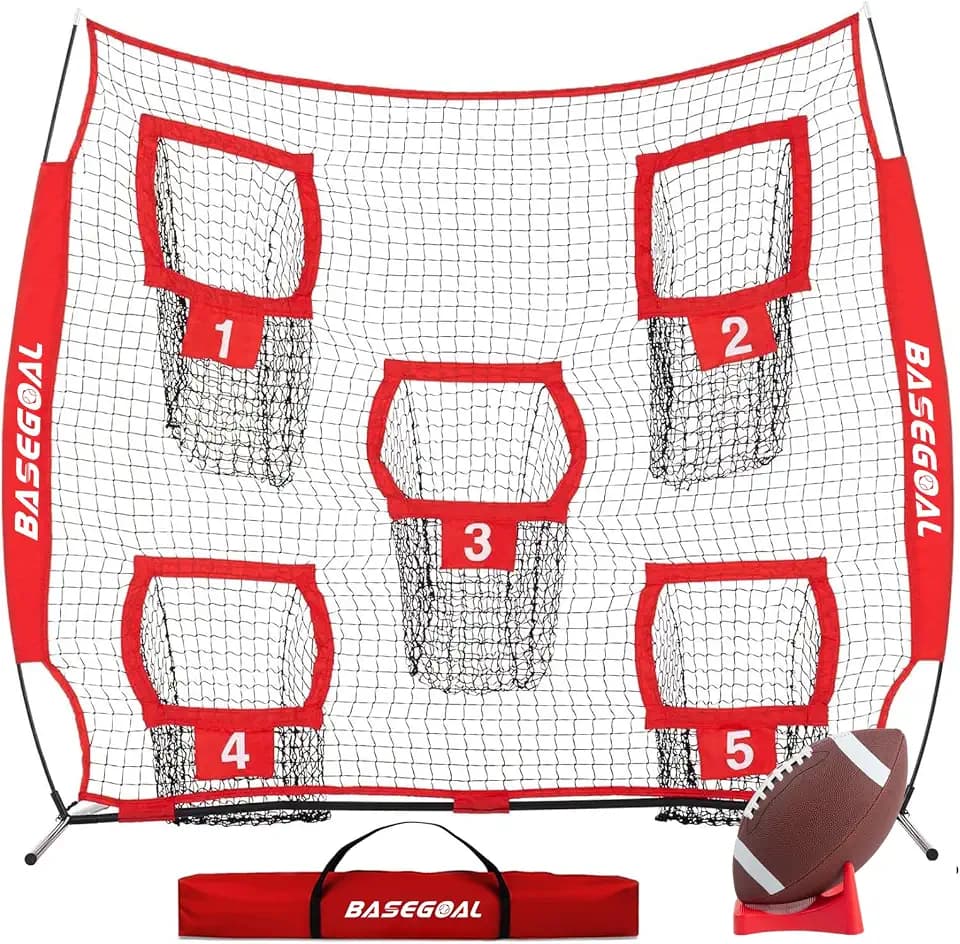 BaseGoal Football Net with 5 Target Pockets for Throwing Training